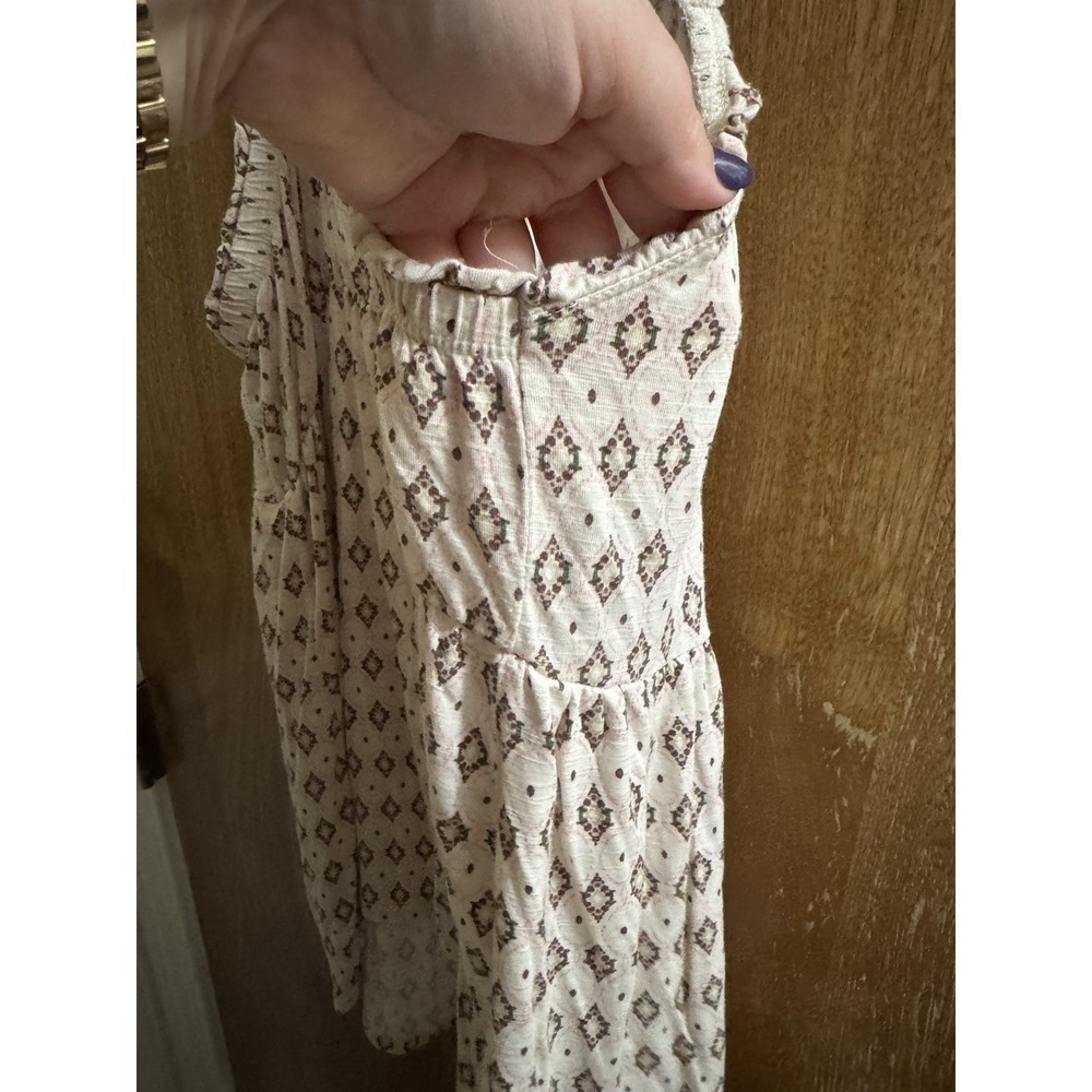 Torrid Babydoll Super Soft Slub Ruffle Shoulder Tank Peplum 1X Cream Geometric - Picture 9 of 10